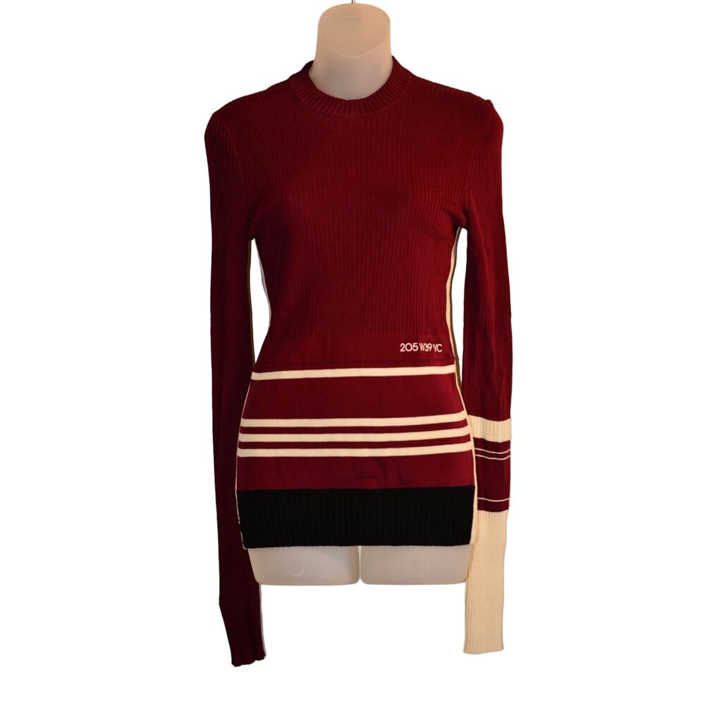 Calvin Klein 205W39NYC Small Varsity Striped Colorblock Ribbed Sweater AS IS